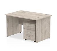 Impulse 1200 Desk Grey Oak EL 3Ped Bundle