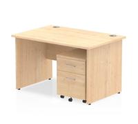 Impulse 1200x800mm Desk Maple Top Panel End Leg and Mobile Ped