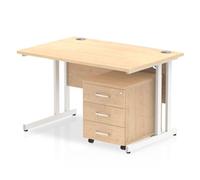 Impulse 1200x800mm Desk Maple Top White Cantilever Leg and Mobile Ped