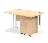 Impulse 1200x800mm Desk Maple Top White Cantilever Leg and Mobile Ped