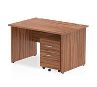 Impulse 1200x800mm Desk Walnut Top Panel End Leg and Mobile Ped