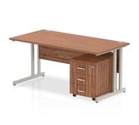 Impulse Bench 1200 X 800mm Straight Office Desk Walnut Top Silver Cantilever Leg