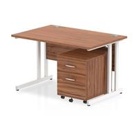 Impulse Bench 1200 X 800mm Straight Office Desk Walnut Top White Cantilever Leg