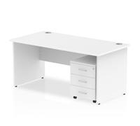 Dynamic Rectangular Straight Desk White MFC Panel End Leg White Frame Impulse 1 x 3 Drawer Mobile Pedestal 1200 x 800 x 730mm