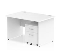 Impulse 1200x800mm Desk White Top Panel End Leg and Mobile Ped