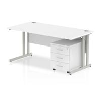 Impulse 1200x800mm Desk White Top Silver Cantilever Leg and Mobile Ped