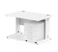 Impulse 1200x800mm Desk White Top White Cable Managed Leg + Mobile Ped