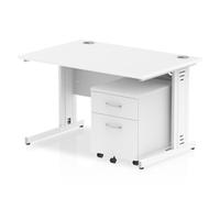 Impulse 1200x800mm Desk White Top White Cable Managed Leg + Mobile Ped
