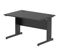 Impulse 1200 x 800mm Straight Office Desk Black Top Black Cable Managed Leg