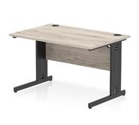 Impulse 1200x800mm Straight Desk Grey Oak Top Black Cable Managed Leg
