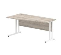 Impulse 1200x800mm Straight Desk Grey Oak Top Silver Cable Managed Leg
