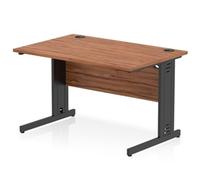 Impulse 1200x800mm Straight Desk Walnut Top Black Cable Managed Leg