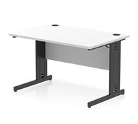 Impulse 1200x800mm Straight Desk White Top Black Cable Managed Leg