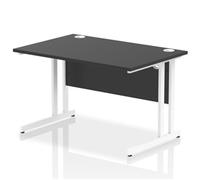 Impulse 1200x800mm Straight Office Desk Black Top White Cantilever Leg