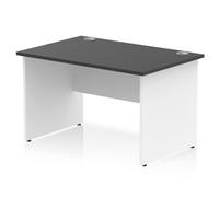 Impulse 1200x800mm Straight Office Desk Black Top White Panel End Leg