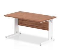 Impulse 1400x800 Walnut White Cable Leg