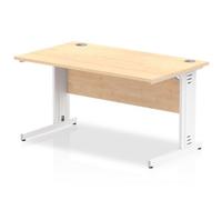 Dynamic Impulse 1400/800 Rectangle White Cable Managed Leg Desk Maple