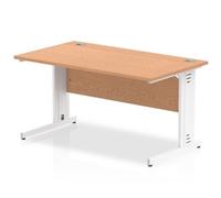 Impulse 1400/800 Rectangle White Cable Managed Leg Desk Oak - MI002724