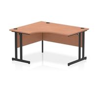 Impulse 1400 LH Crescent Desk Beech/Black Cantilever Leg