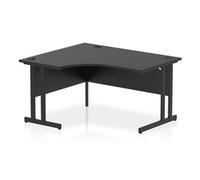 Impulse 1400mm Left Crescent Office Desk Black Top Black Cantilever Leg