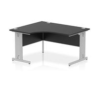 Impulse 1400 LH Crescent Desk Black/Silver Cable Managed Leg