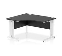 Impulse 1400 LH Crescent Desk Black/White Cable Managed Leg