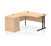 Impulse 1400 LH Crescent Desk Cantilever Maple/Black 600 Desk High Ped