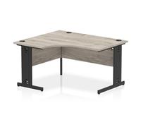 Impulse 1400 LH Crescent Desk Grey Oak/Black Cable Managed Leg