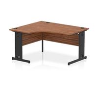 Impulse 1400 LH Crescent Desk Walnut Top Black Cable Managed Leg