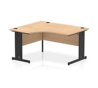 Impulse 1400 LH Crescent Office Desk Maple Top Black Cable Managed Leg