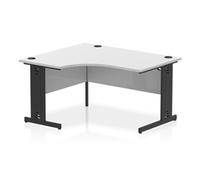 Impulse 1400 LH Crescent Office Desk White Top Black Cable Managed Leg