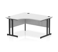 Impulse 1400 LH Crescent Office Desk White Top Black Cantilever Leg