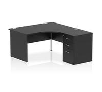 Impulse 1400 RH Crescent Desk Black Top Panel End 600 Desk High Ped