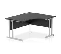 Impulse 1400 RH Crescent Desk Black Top Silver Cantilever Leg