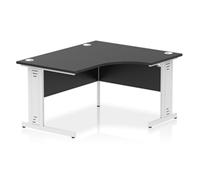 Impulse 1400 RH Crescent Desk Black Top White Cable Managed Leg