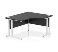 Impulse 1400mm Right Crescent Office Desk Black Top White Cantilever Leg