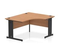 Impulse 1400 RH Crescent Desk Oak Top Black Cable Managed Leg