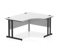 Impulse 1400mm Right Crescent Office Desk White Top Black Cantilever Leg