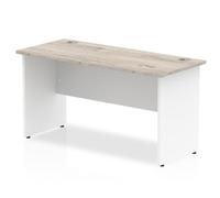 Impulse 1400 x 600mm Straight Desk Grey Oak Top White Panel End Leg