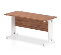 Impulse 1400x600 Walnut White Cable Leg