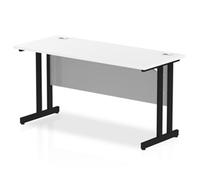 Impulse 1400 x 600mm Straight Desk White Top Black Cantilever Leg