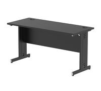 Impulse 1400 x 600mm Straight Office Desk Black Top Black Cable Managed Leg