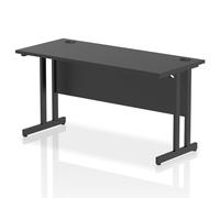 Impulse 1400 x 600mm Straight Office Desk Black Top Black Cantilever Leg