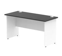 Impulse 1400 x 600mm Straight Office Desk Black Top White Panel End Leg
