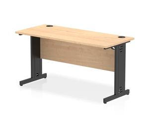 Impulse 1400 x 600mm Straight Office Desk Maple Top Black Cable Managed Leg