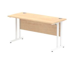 Impulse 1400 x 600mm Straight Office Desk Maple Top White Cantilever Leg