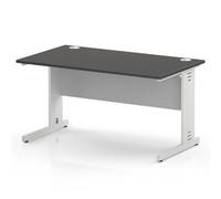 Impulse 1400 x 800 Office Desk Carbon Grey Top White Cable Managed Leg