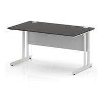 Impulse 1400 x 800 Office Desk Carbon Grey Top White Cantilever Leg