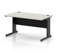 Impulse 1400 x 800 Office Desk Dove Grey Top Black Cable Managed Leg