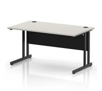 Impulse 1400 x 800 Office Desk Dove Grey Top Black Cantilever Leg